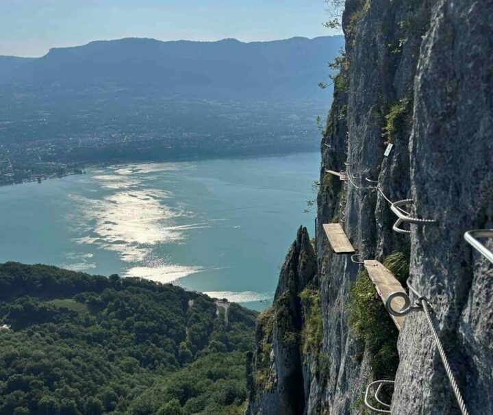 via ferrata de Cornillon, vue sur le lac du Bourget